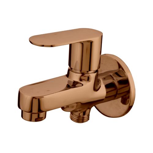 Two Way Bib Cock with Wall Flange Rose Gold